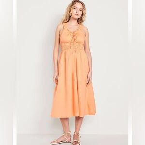 Old Navy Womens Orange Milkmaid Sun Dress Ruffle Midi 2XL Cottage Peasant Summer